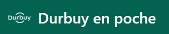 Logo Durbuy en poche sur fond vert foncé